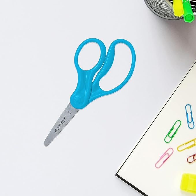 Westcott Right & Left-Handed Scissors For Kids - Back to School Essentials, Classroom Must Haves, Art Supplies - 5-Inch Pointed Safety Scissors - Assorted Colors - 6 Pack (16455)