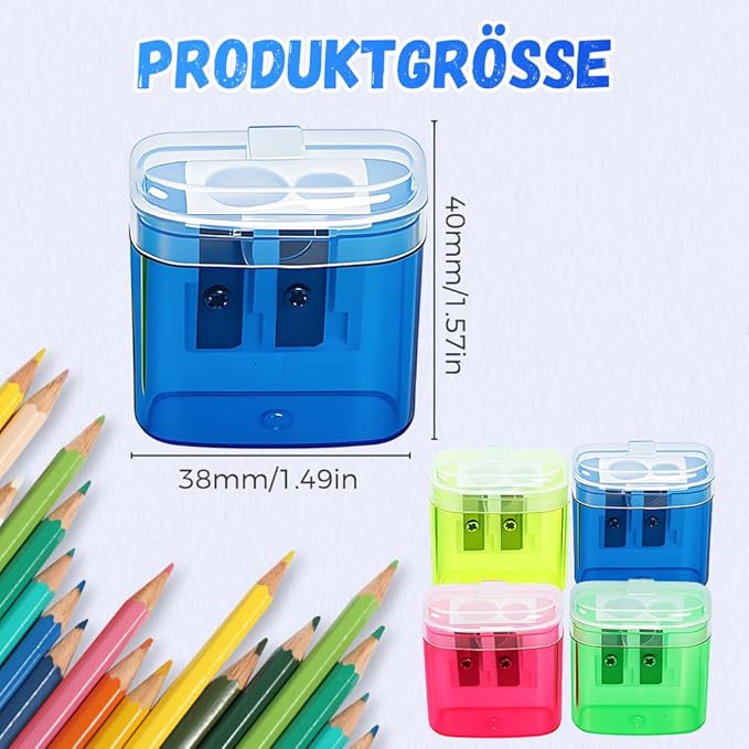 Pencil Sharpeners with Lid, Pencil Sharpeners Manual, Colored Handheld Sharpener Suitable for Kids Adults Students School Class Home Office (8pcs)