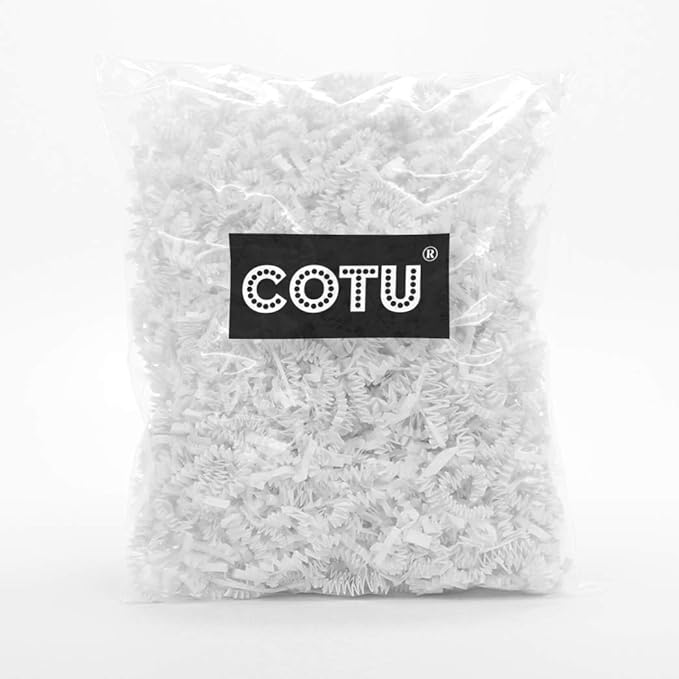 COTU 1 LB White Crinkle Shred Gift Basket Shred Crinkle Paper Filler Bedding (16 oz)