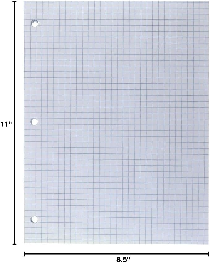 Top Flight Filler Paper, Quadrille Rule, 11 x 8.5 Inches, 80 Sheets (12650)