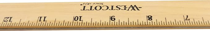 Westcott 18-Inch Wooden Ruler with Single Metal Edge, Clear Lacquer Finish, 12-Pack (05018)