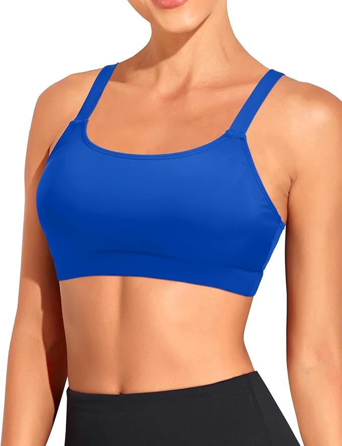 Tempt Me Women Sports Bra Bikini Tops Scoop Neck Bathing Suits Top Padded Swim Crop Tops Only