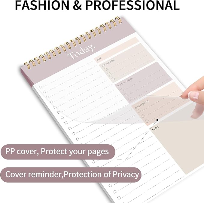 KMQOY To Do List Notepad - 3 Pack Daily Planner Pad Undated 52 Sheets Spiral Today Planner Note Pad Premium Thick Paper 6.5" x 9.8" For Work and Personal Organized(Brown)