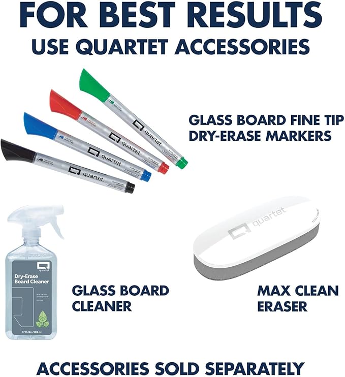 Quartet Glass Dry Erase White Board 18"W x 6"H, Compact Desktop Whiteboard with Storage Drawer, Floral (GDP186P)
