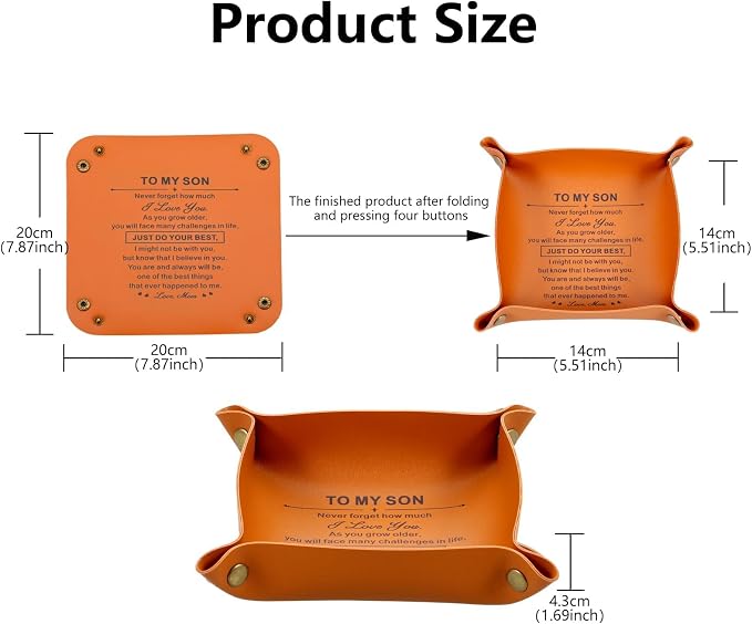 Son Gifts from Mom College Dorm Room Essentials for Boys Guys Back to School Supplies Gift for College Boy Senior Night Son 16-18 Birthday Gifts Fathers Day Presents for Men Christmas Leather Tray