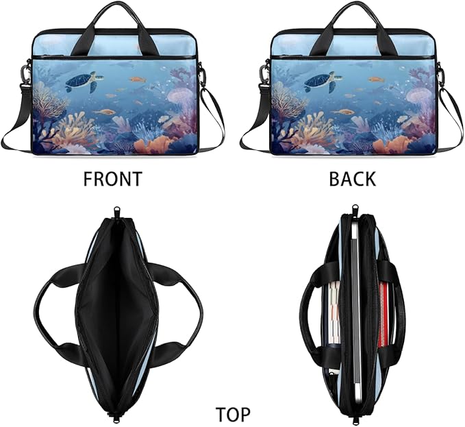 Blue Sea Turtle Laptop Sleeve Case for 13-15 inch Computer Bag Protective Laptop Handle Bag for Women Men