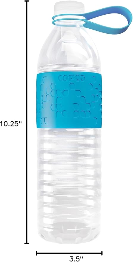Copco Hydra 20 oz Water Bottle with Carrying Loop – Leak Proof, BPA Free Tritan, Dishwasher Safe, Twist-Open Body, Non-Slip Silicone Grip, Ideal for Gym, Travel & Office Use (Light Blue)