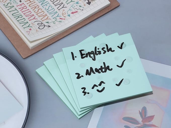ONLYKXY 4 Pack Transparent Sticky Notes 3x3in Waterproof Self-Stick Book Tabs 200 Sheets PET Markers Sticky Notes Pad (Light Green)