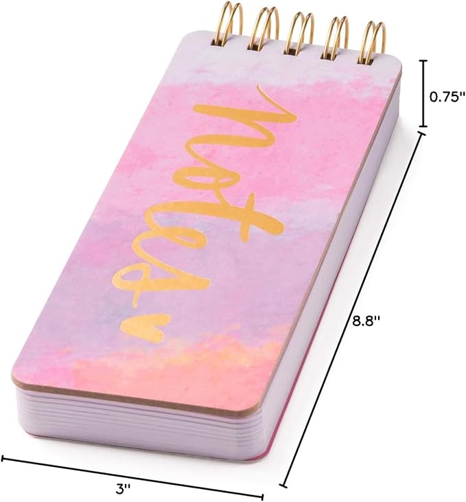 Eccolo Dayna Lee Spiral Memo List Pad, Sturdy Covers, 3x8.5", 300 Pages, Splashy Notes