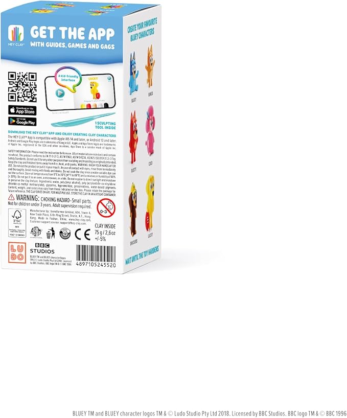 HEY CLAY Bluey & Friends - Air-Drying Clay for Kids - Arts and Crafts Creative Modeling Clay Kit Children Ages 4-8 (Lucky)