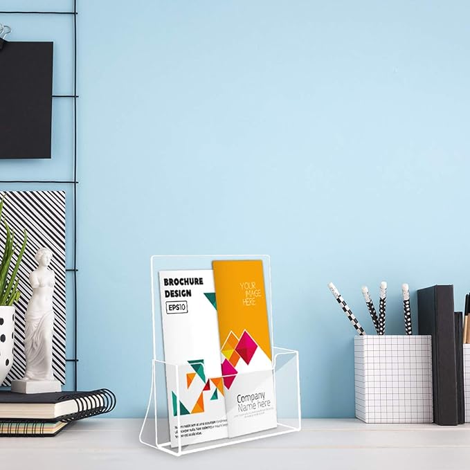 NIUBEE 6 Pack Acrylic Brochure Holder 8.5 x 11 inches, Clear Acrylic Literature Holder Plastic Flyer Display Stand, Acrylic Countertop Organizer for Magazine, Pamphlet, Booklets, Menu, Journals