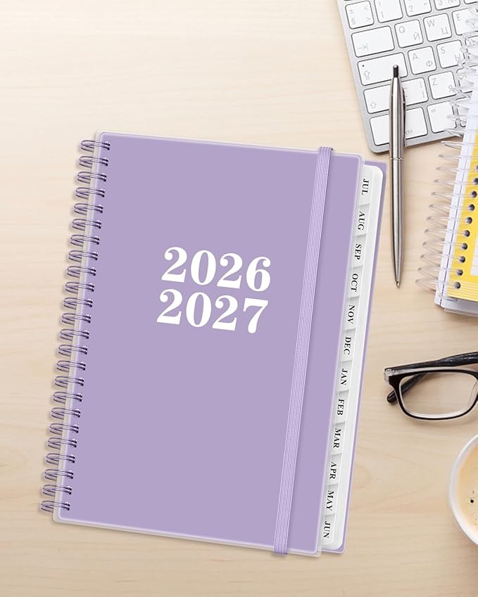 Planner 2026-2027 - Academic Planner from July 2026 to June 2027, Weekly & Monthly Planners Spiral Bound with 12-Month Tabs, Inner Pocket, 6.25" x 8.5", Purple