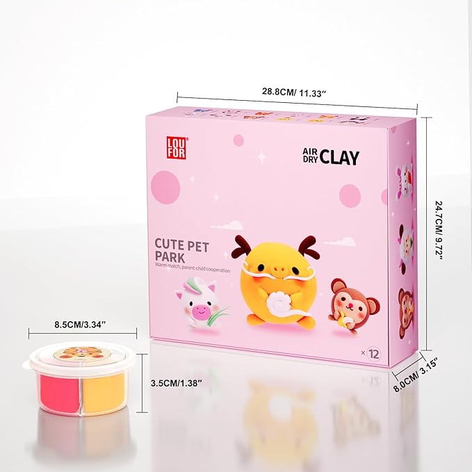 LOUFOR Air Dry Clay Kits - Modeling Clay for Kids, Ultra Light & Soft, Safe & Non-Toxic, DIY Airdryclay Kit with Sculpting Tools and Tutorials, Creatible Art Crafts Toys Gifts for Boys Girls