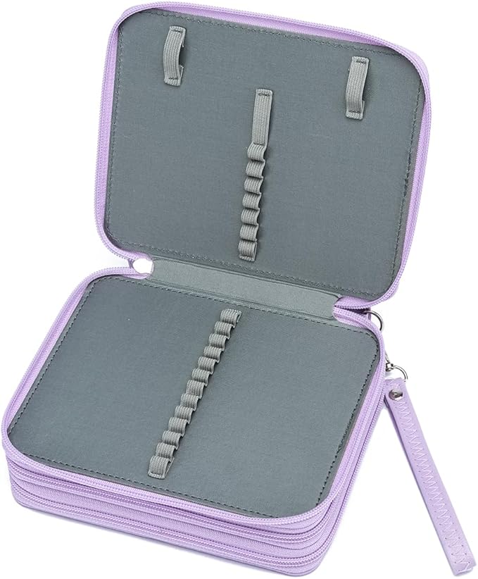YOUNGCOL Colored Pencil Case 72 Slots PU Pencil Holder with Zipper Color Pencil Organizer Storage for Artist,Purple