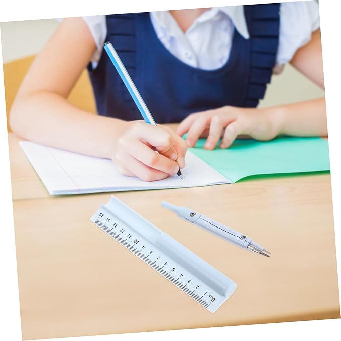 Multi-Function Geometry Compass Set Ruler and Protractor Precision Drawing Tools for Students Small Size Sturdy Plastic for Math Class and Exam Preparation