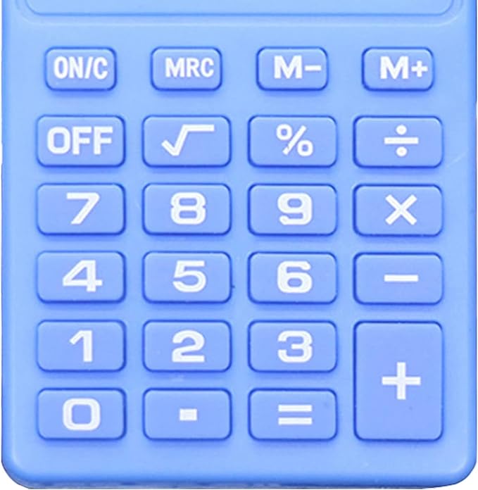 Blue Basic Standard Calculators Mini Digital Desktop Calculator, Solar Power Smart Calculator Pocket Size Basic Office for Home School Office