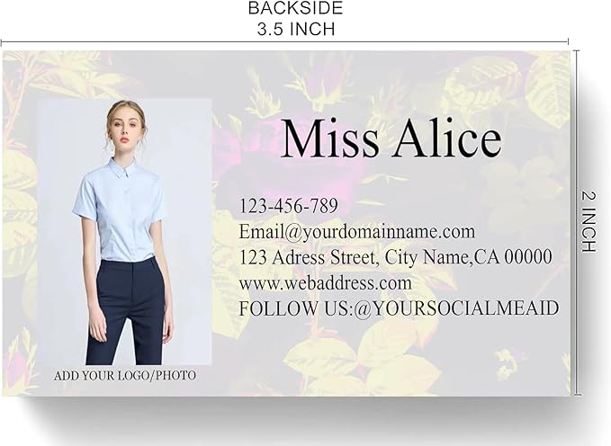 200/500Pcs Business Card Customization (Add Picture or Logo), Thick Coated Paper Business Card Double-sided Printing-2"x3.5" Inches (Color-S)