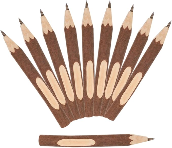 SEWACC Natural Wood Ballpoint Pens Set of 10 13cm Biodegradable Tree Bark Texture Writing Pens for Home and Office Multi-function Daily Accessories