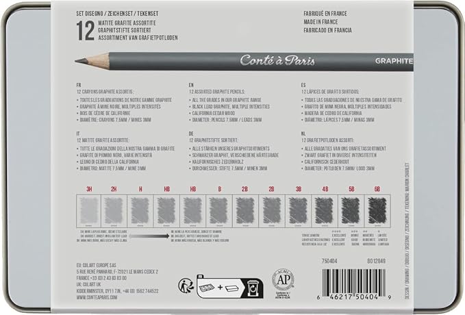 Conté à Paris 12 Count Assorted Graphite Pencil Drawing Set