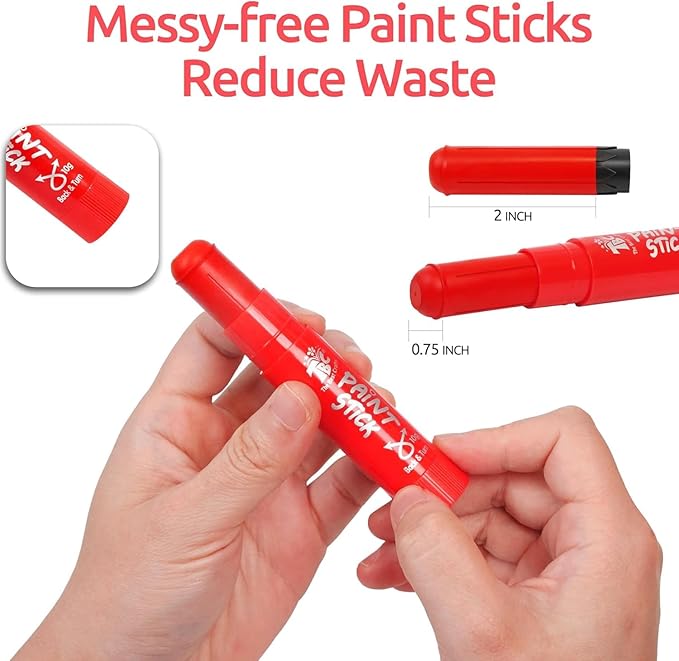 TBC The Best Crafts Paint Sticks,12 Colors Metallic, Washable, Non-toxic, Tempera Paint Sticks for Kids and Students