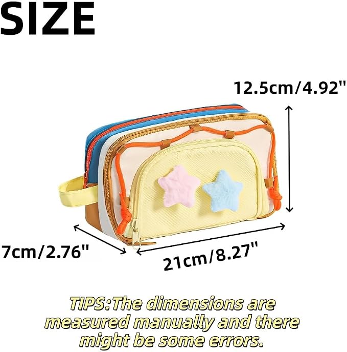 Portable Kawaii Star Pencil Case Cute Japanese Pencil Box (Pink) | With 2 Detachable Star Pins, Large Capacity Multi-Layer Storage, Korean Pastel Pencil Case, Cute Supplies Pencil Pouch Pink