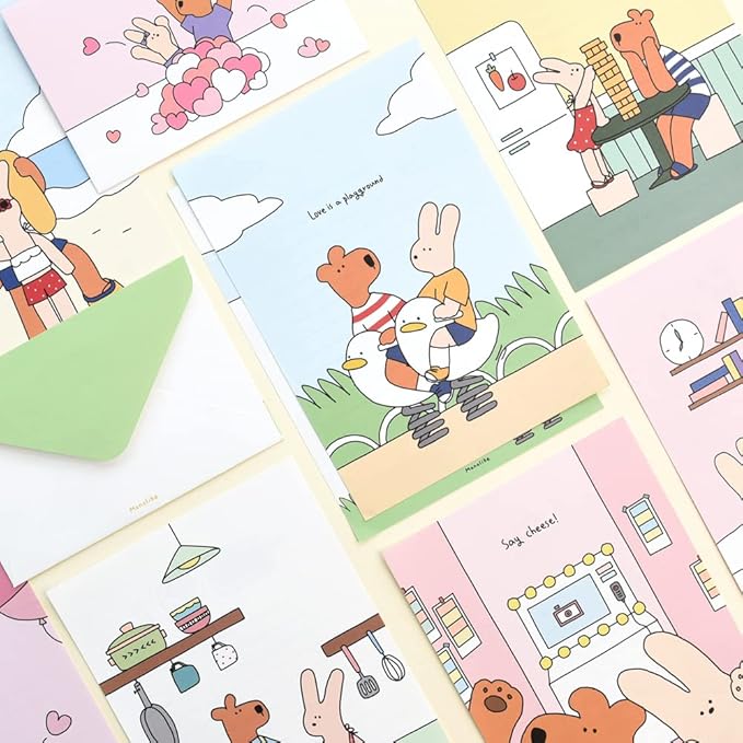 Monolike Happy and Lucky Ver.2 Letter Paper and Envelopes Set - 8Type, 32 Letter Paper + 16 Envelopes