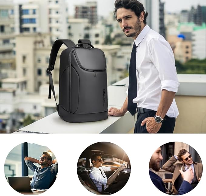 BANGE Business Smart Backpack Waterproof fit 15.6 Inch Laptop Backpack with USB Charging Port,Travel Durable Backpack, Black(no Usb), L, Travel Backpacks