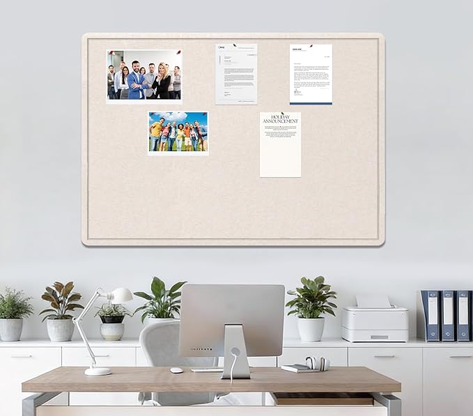 Extra Large Bulletin Board, 95 X 47 inches Cork Board with 30 Pushpin, 8' x 4' Felt Cork Board Notice Pin Board, Self-Adhesive Vision Board Mood Board Foldable Photo Board for Wall - Oatmeal