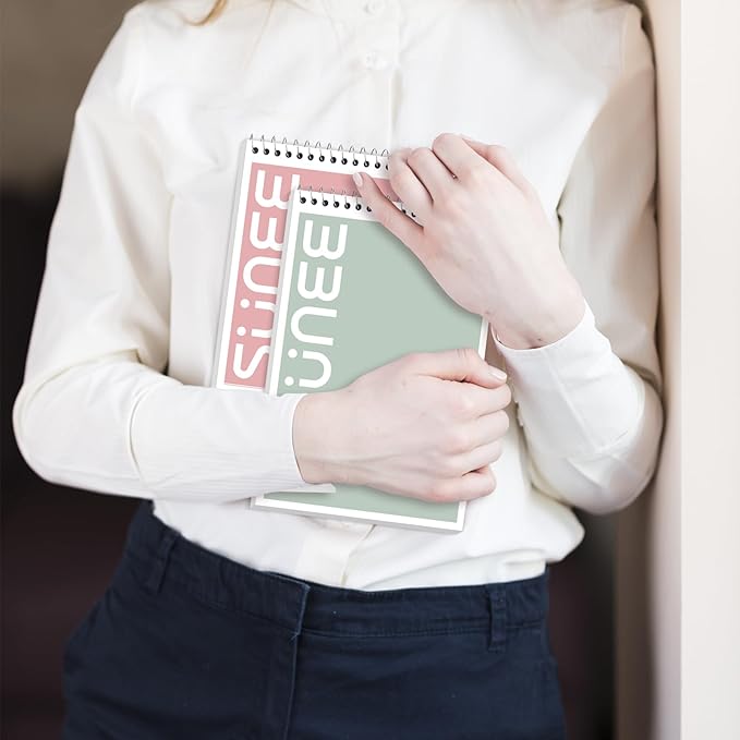 SUNEE Steno Pads 6x9 5 Pack, Gregg Rule, 60 Sheets, 5 Assorted Color Spiral Notebook 6x9, White Paper, Take Notes with Top Spiral Notebook, for School, University, College, Work, Office