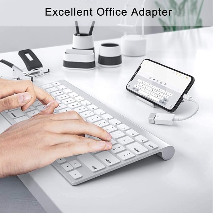 Apple MFi Certified Lightning to USB Camera Adapter for iPhone iPad Female USB 3.0 OTG Cable Adapter Support Connect Camera, Flash Drive, Card Reader, MIDI Keyboard, Mouse