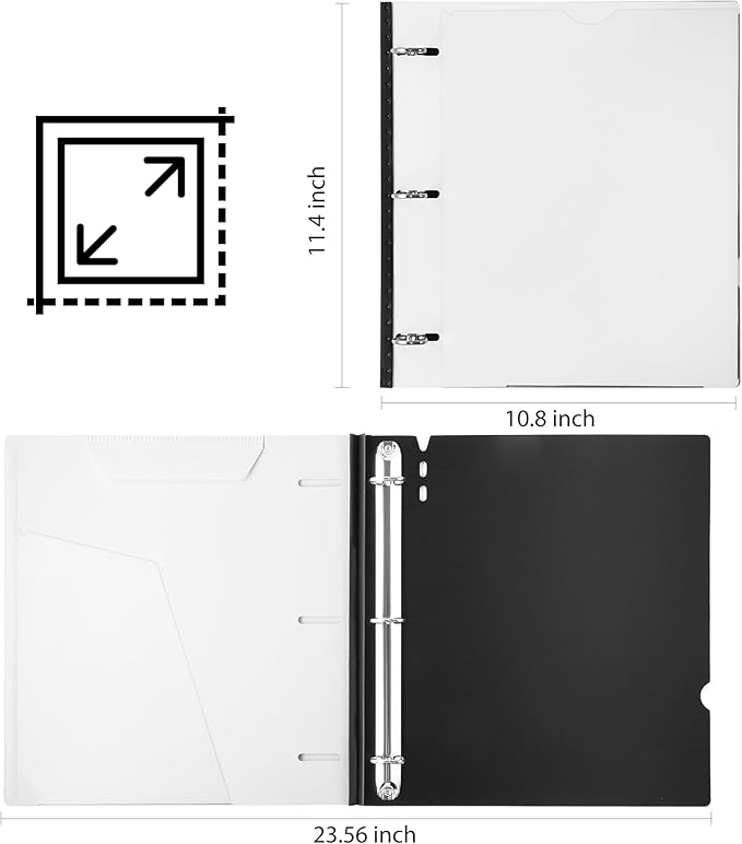 WOT I 1 Inch Telescoping 3 Ring Binder 4 Pack, Expandable Flexible Binder with Customizable Front Cover & Clear Catalog Pocket, Holds 8.5"x11" Paper, School Office Supplies, White