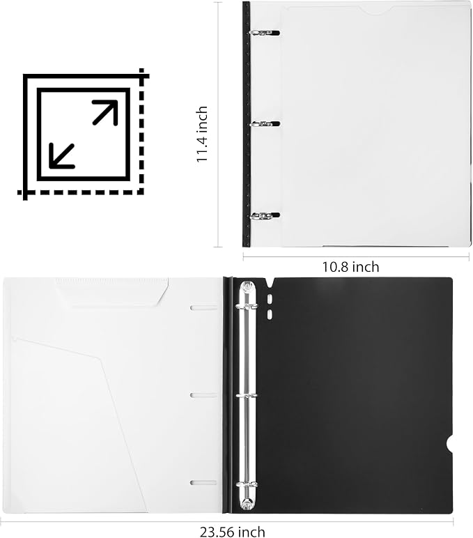WOT I 1 Inch Telescoping 3 Ring Binder, Expandable Flexible Binder with Customizable Front Cover & Clear Catalog Pocket, Holds 8.5"x11" Paper, School Office Supplies, White