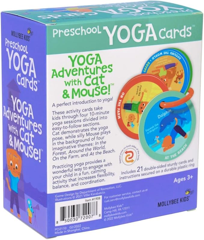 MOLLYBEE KIDS Preschool Yoga Cards for Kids, Set of 40 Poses and Activities, Beginner Yoga for Kids, Gifts for Ages 3+
