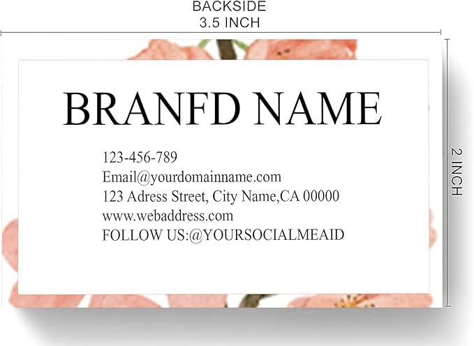 Custom Printed Business Cards - 3.5" x 2" 200 Pcs Premium Custom Cards for Business with Single or Double Sided Personalized No Additional Charge
