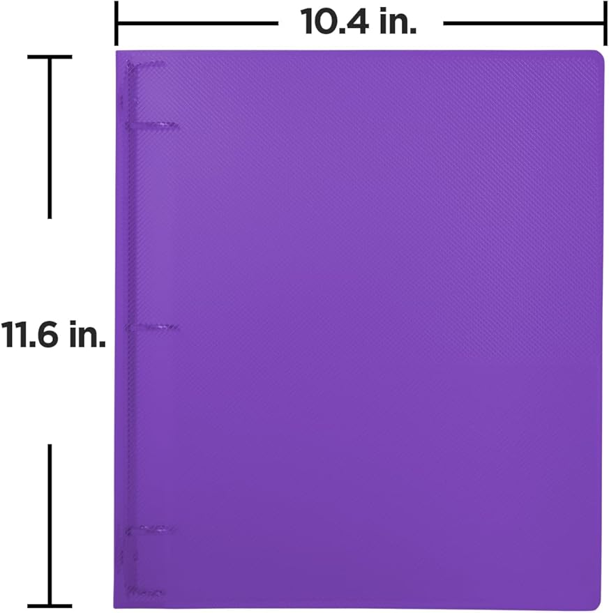 JAM PAPER Plastic 1 inch Binder - Purple 3 Ring Binder - Sold Individually