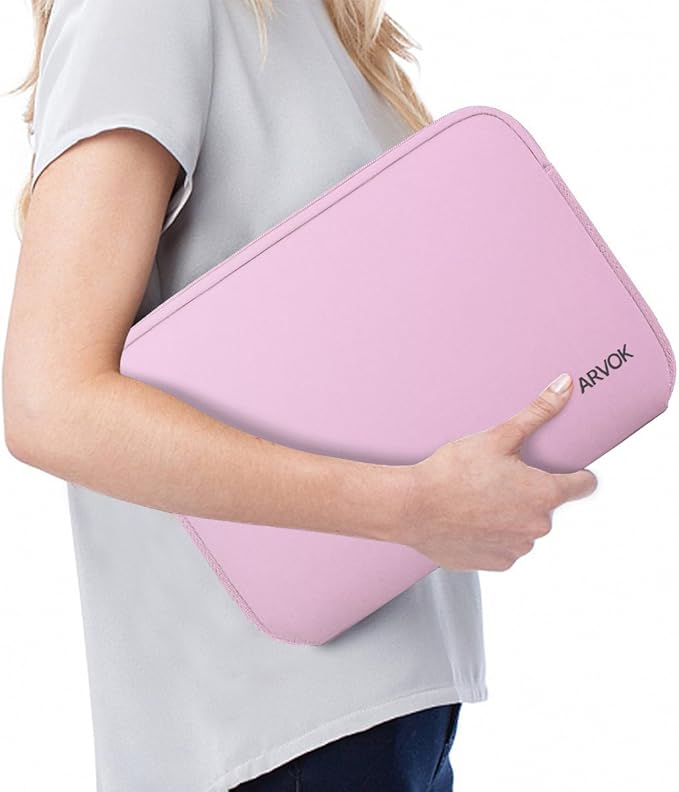 Arvok 13 13.3 14 Inch Laptop Sleeve Case for MacBook Pro/MacBook Air 13-14 inch, Water-Resistant Notebook Chromebook Computer Pouch, Carrying Bag Cover for HP/Dell/Lenovo/Asus/Acer, Pink
