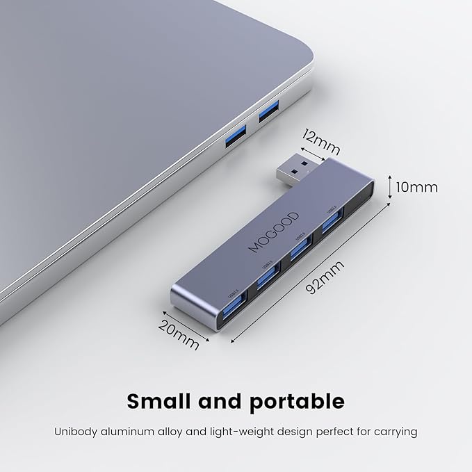 MOGOOD USB Hub 3.0 - USB Splitter & Port Expander for Laptop, Xbox, Flash Drive, HDD, Console, Printer, Camera, Keyboard, Mouse