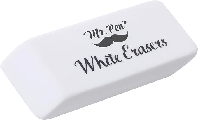 Mr. Pen- White Pencil Eraser, 12 Pack