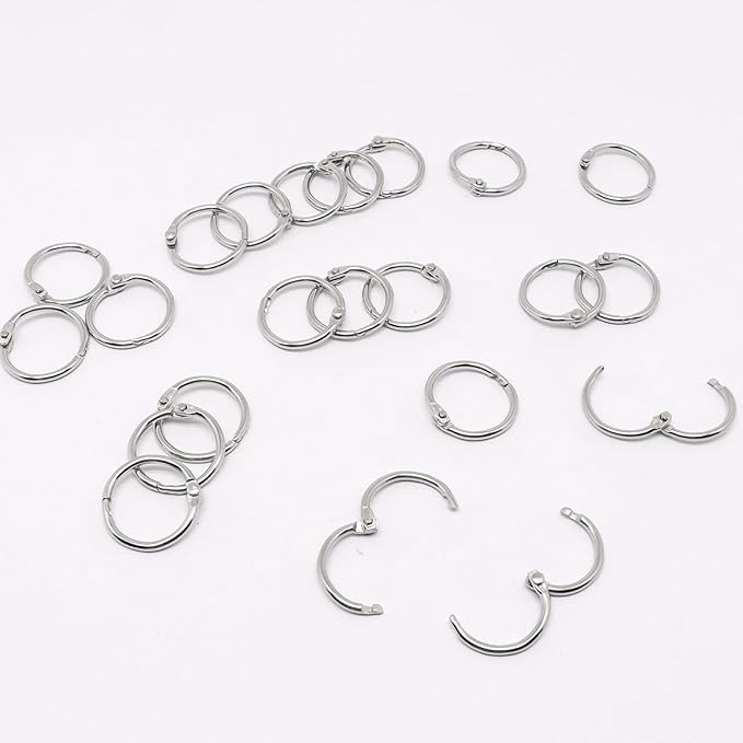 Loose Leaf Binder Rings 3/4 Inch, 120PCS Book Rings for Index Cards, Nickel Plated Metal Flash Card Ring, Clip Ring for Notebooks, Photos, Key, Home, Office, School Supplies (Silver)