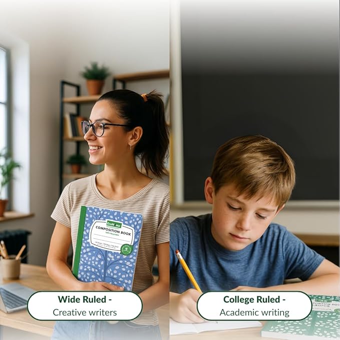 Composition Notebooks Pack of 48 College Ruled 200 Pages (100 Sheets) 9.75"x7.5" Black Marble Carbon Neutral Recyclable Paper Eco-Friendly School & Office Supplies For Students and Professionals