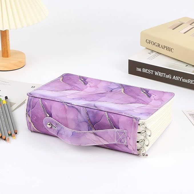 Portable Colored 200 Slots Pencil case Organizer with Printing Pattern for Watercolor Pens or Markers, Pencil Case Organizer for Artist