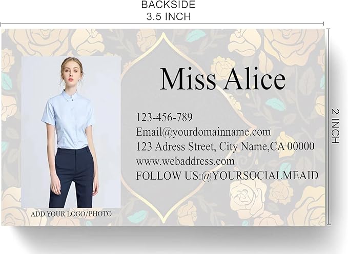 Customized Name Cards 500 PCS, Customized Design with Picture Texture All Business Designs cards No Additional Charge (Color-C)