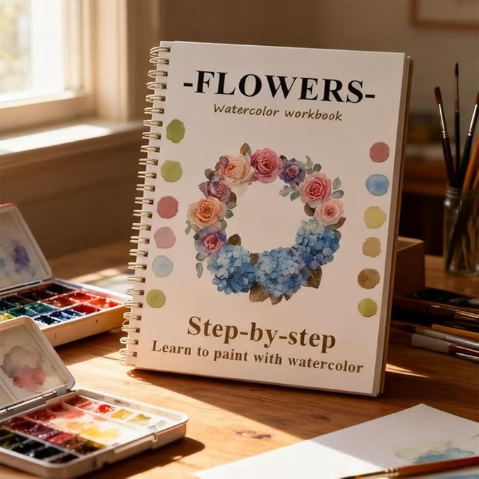 Watercolor Workbooks with Sketches, Beginner Friendly Water Coloring Book Watercolor Paint Set Art Crafts Painting Kit Gift for Adults, Any Level Artist (Fruits, Without Paint Set)