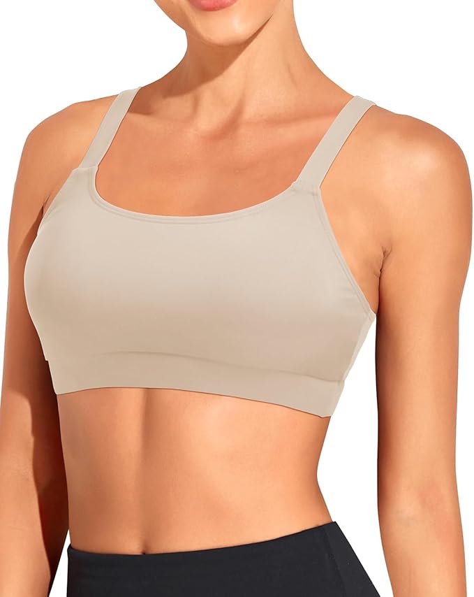 Tempt Me Women Sports Bra Bikini Tops Scoop Neck Bathing Suits Top Padded Swim Crop Tops Only