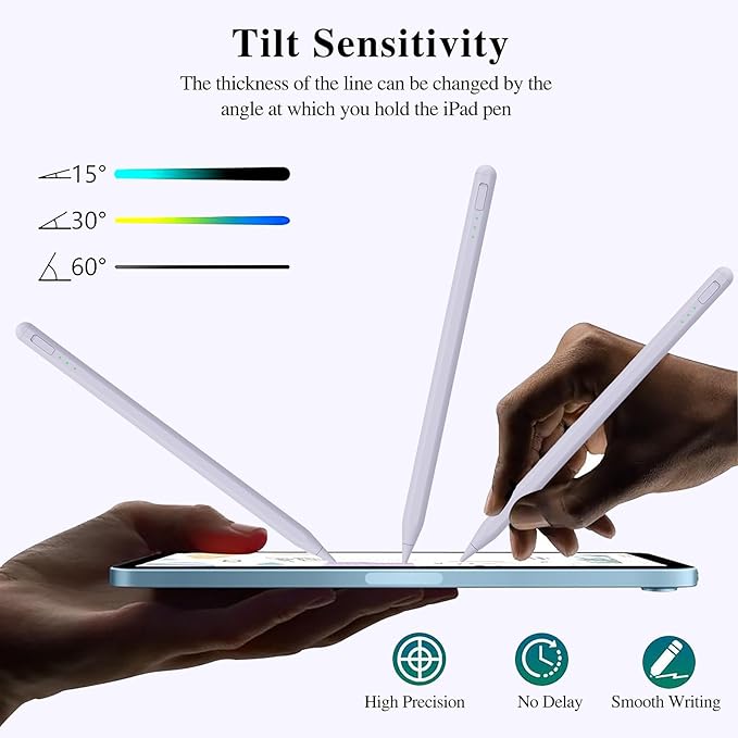 Stylus Pen for iPad11&10thGen,14Mins Faster Charge, with Pencil Holder,Palm Rejection, Tilt Sensitivity, for iPad Air11&13-inch(M3/M2), iPad Pro 11&13-inch (M4),iPad 6-11th,iPad Pro 11/12.9 inch