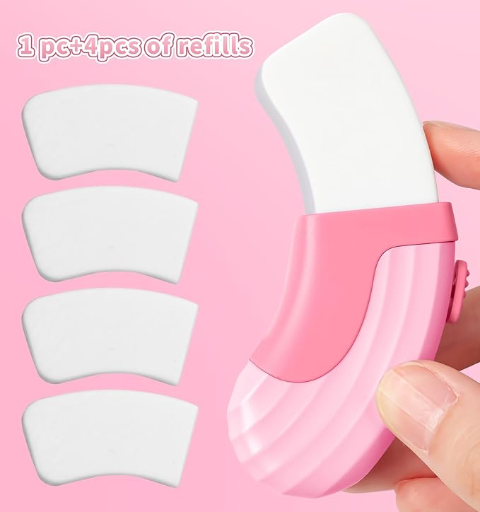 4+1 Pack Rubber Erasers Sliding Retractable Eraser, Large White Erasers for School Office Art Drawing Pencil Eraser for Kids- Pink