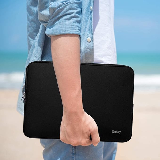 Naukay Laptop Bag 15 Inch, Resistant Neoprene Laptop Sleeve/Notebook Computer Pocket Case/Tablet Briefcase Carrying Bag Compatible for 15.4 inch MacBook Pro, Ultrabook Notebook, (Black)