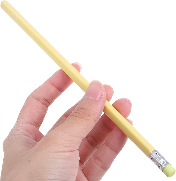 OSALADI 50pcs Yellow Triangular Wooden Lead Pencils with Erasers Pre-sharpened Pencils for School Classroom Writing Drawing and Preschoolers