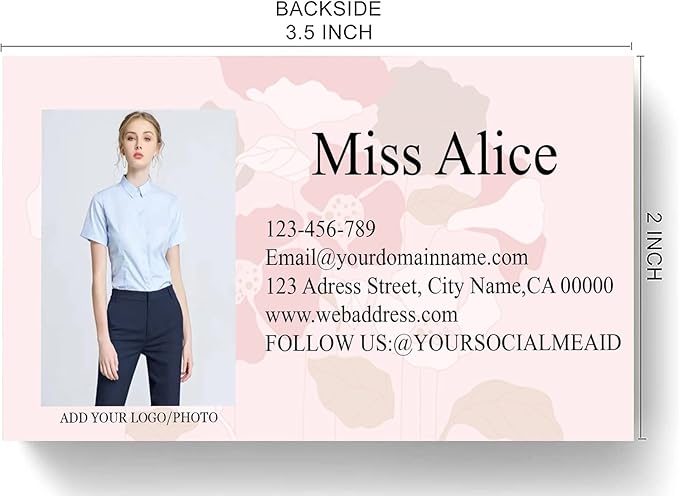 Customized Name Cards 500 PCS, Customized Design with Picture Texture All Business Designs cards No Additional Charge (Color-Q)
