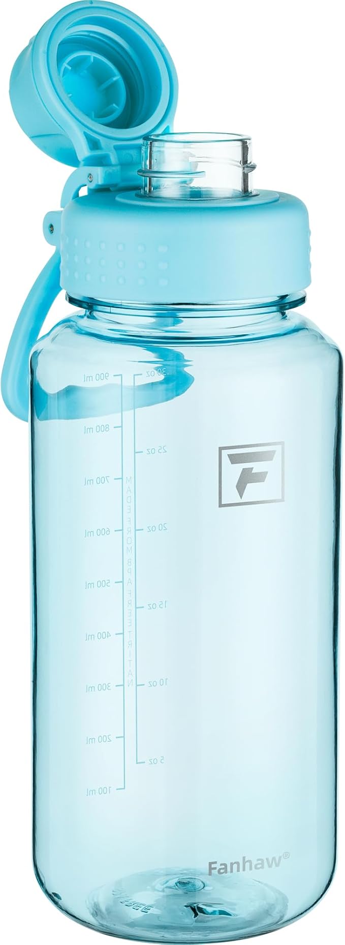 Fanhaw 32 oz Clear BPA-Free Tritan Water Bottle with Fast-Flow Spout Lid, Leakproof Wide-Mouth Reusable Bottle for Gym, School & Office (Baby Blue)